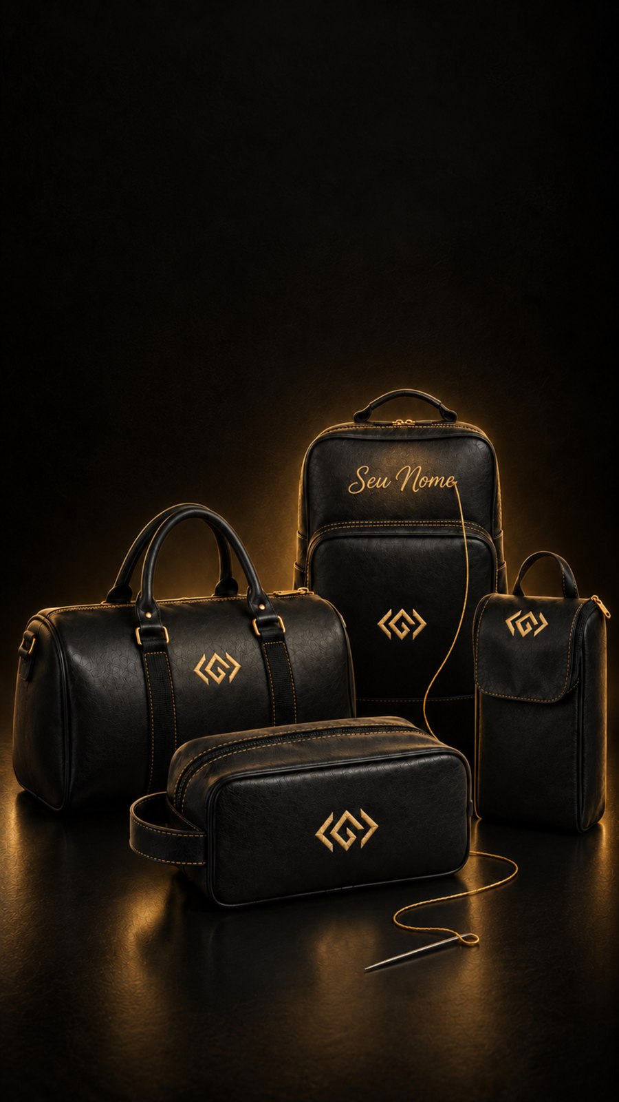 Kit Legend com exemplo de nome bordado na mochila
